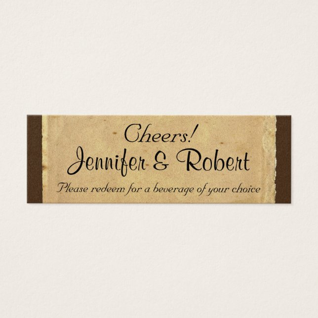 Vintage Fleur de Lis Wedding Drink Tickets (Front)