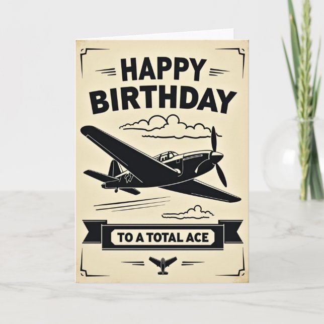 Vintage Flight Birthday Card (Front)