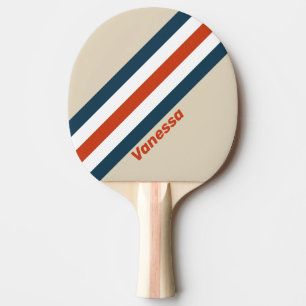 Vintage Flight Deck Striped with Name Ping Pong Paddle