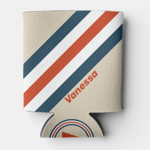 Vintage Flight Deck Stripes with Name Can Cooler