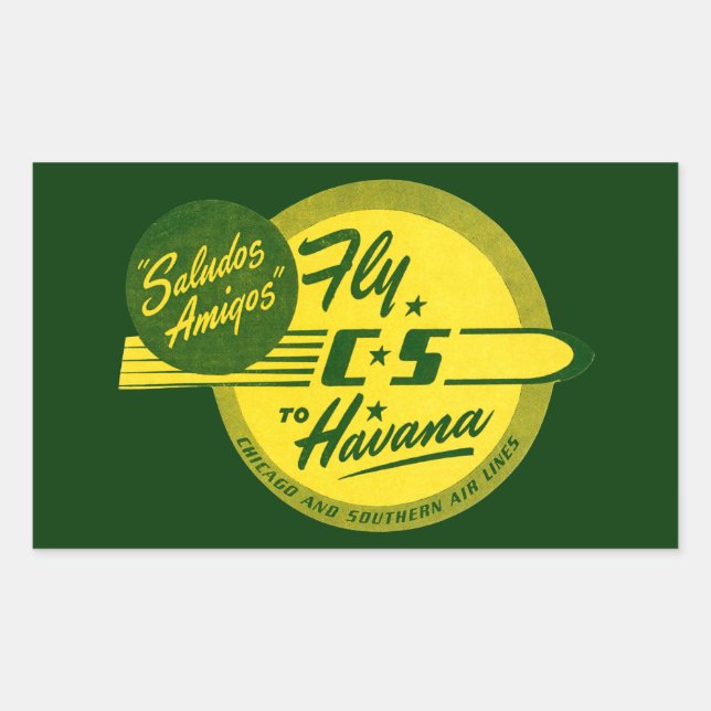 Vintage Flight to Havana Rectangular Sticker (Front)