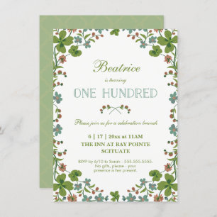 Vintage Floral 100th Birthday Invitation