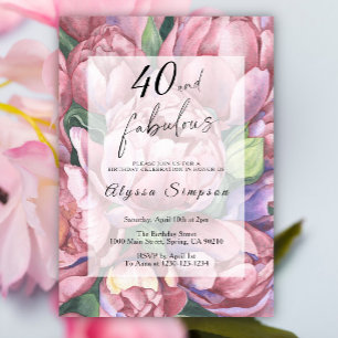 Vintage Floral 40th Birthday Party Invitation