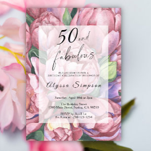 Vintage Floral 50th Birthday Party Invitation