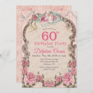 Vintage Floral 60th Birthday Invitation