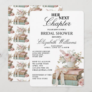 Vintage Floral A New Chapter Bridal Shower  Invitation