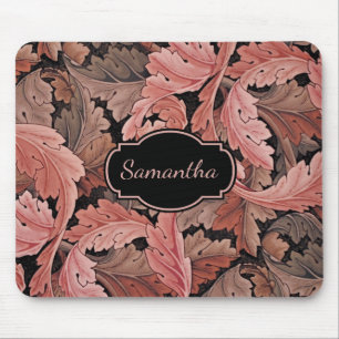 Vintage Floral Acanthus Pattern with Monogram Mouse Pad