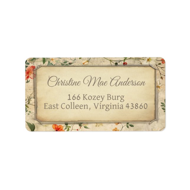 Vintage Floral Address / Shipping / Book Label (Front)