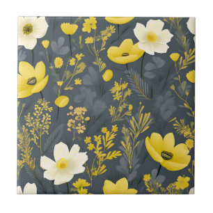 Vintage Floral Aged Wood Effect Ceramic Tile