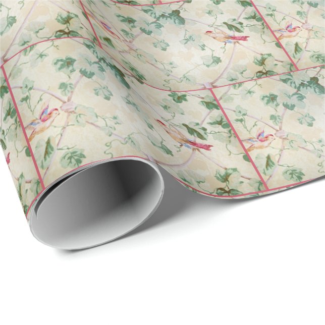 vintage floral and bird design wrapping paper (Roll Corner)