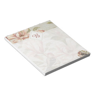 Vintage floral and bird notepad