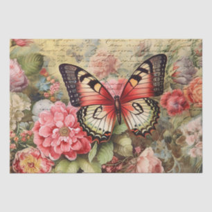 Vintage floral and butterfly decoupage tissue paper