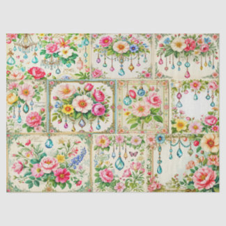Vintage Floral and Jewel Tissue Paper. Paper