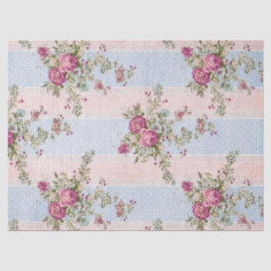Vintage Floral and Stripes Decoupage Tissue Paper
