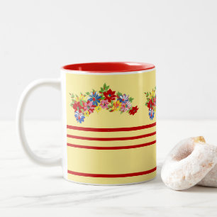 Vintage Floral And Stripes Mug