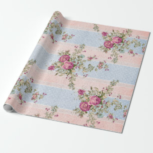 Vintage Floral and Stripes Wrapping Paper