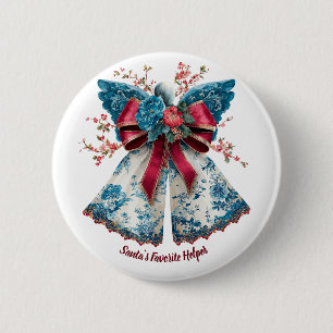 Vintage Floral Angel with Holiday Ribbon Wings 6 Cm Round Badge
