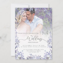 Vintage Floral anniversary Photo invitation