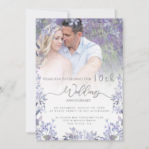 Vintage Floral anniversary Photo invitation 