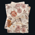 Vintage Floral Antique Cream Blush Boho Wildflower Wrapping Paper Sheet<br><div class="desc">Get all wrapped up in this vintage style floral print!  Elegant,  antique illustrated wildflowers in muted shades of sienna,  blush pink and cream makes a stunning presentation.</div>