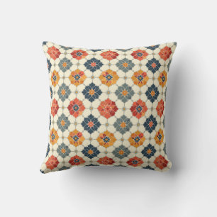 Vintage Floral Arabesque Tile Pattern Cushion