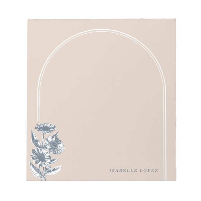 Vintage Floral Arch Custom Notepad - Beige (Front)