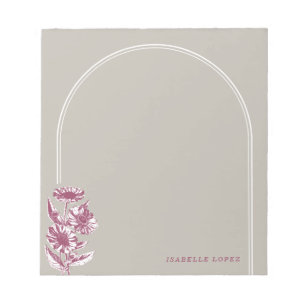 Vintage Floral Arch Custom Notepad - Grey