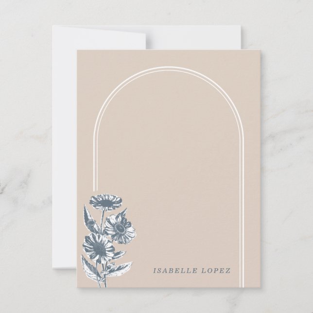 Vintage Floral Arch Custom Stationery - Beige (Front)