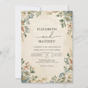 Vintage Floral Arch Flourish Wedding Invitation