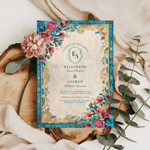 Vintage Floral Archway Romance Wedding Invitation