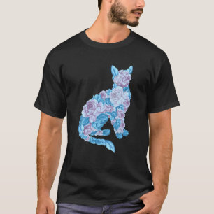 Vintage Floral Art Cat French Flowers Fleur Garden T-Shirt