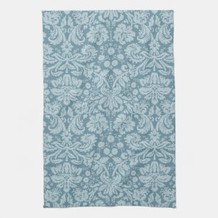 Vintage floral art nouveau blue green pattern tea towel