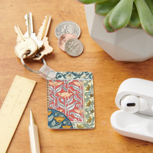 Vintage Floral Art Nouveau Poppy Flowers Key Ring