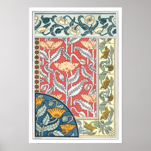 Vintage Floral Art Nouveau Poppy Flowers Poster