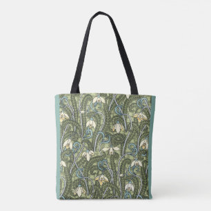 Vintage Floral Art Nouveau Snowdrop Flowers Tote Bag