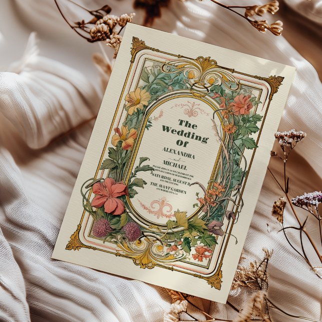Vintage Floral Art Nouveau Wedding Acrylic Invitations (Creator Uploaded)