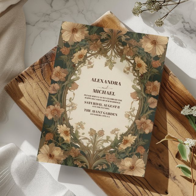 Vintage Floral Art Nouveau Wedding Invitation (Creator Uploaded)