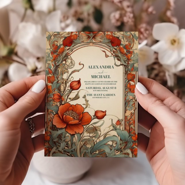 Vintage Floral Art Nouveau Wedding Invitation (Creator Uploaded)