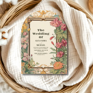 Vintage Floral Art Nouveau Wedding Invitation