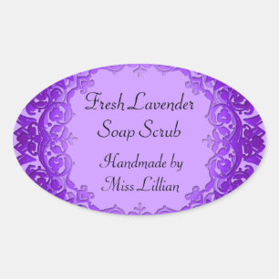 Vintage Floral Art Soap or Canning Labels Purple