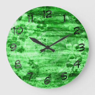 Vintage Floral Art Wood Large Clock