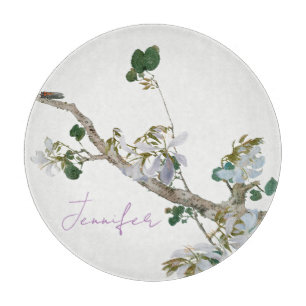 Vintage Floral Asian Style Pastel Colours Name Cutting Board