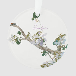 Vintage Floral Asian Style Pastel Colours Name Ornament