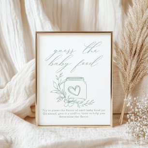 Vintage Floral Baby Shower Guess Baby Food Poster