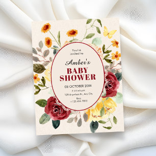 Vintage floral baby shower invitation