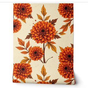 Vintage Floral Background with Marigolds and Oak Wallpaper