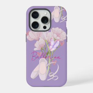 Vintage Floral Ballerina Aesthetic Purple iPhone 15 Pro Case