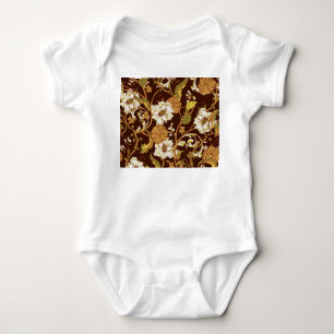 Vintage floral baroque: magnolias, roses pattern. baby bodysuit
