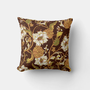 Vintage floral baroque: magnolias, roses pattern. cushion