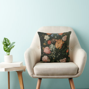 Vintage Floral Baroque, Vase of Flowers in a Niche Cushion